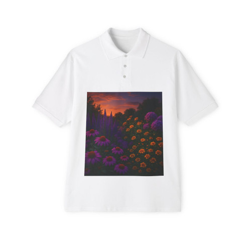 Ethereal Twilight Garden - Men's Piqué Polo