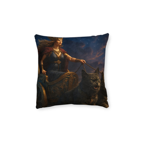 Freyja's Chariot - Square Pillow - Pink Back