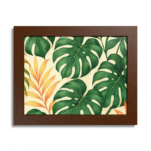 Tropical Leaf Fusion - Framed Poster, Multi-Color