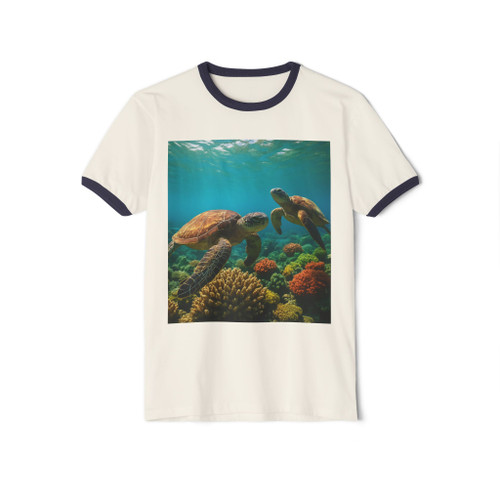 Dancing Sea Turtles - Unisex Cotton Ringer T-Shirt