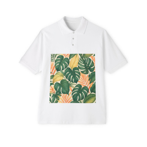 Tropical Leaf Fusion - Men's Piqué Polo