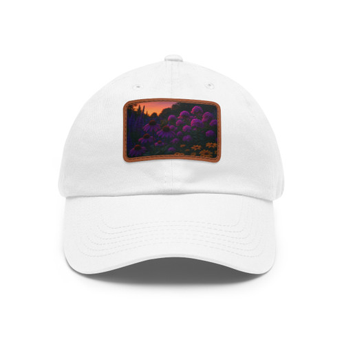 Ethereal Twilight Garden - Dad Hat with Leather Patch (Rectangle)