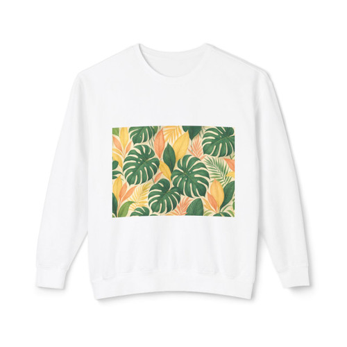 Tropical Leaf Fusion - Unisex Lightweight Crewneck Sweatshirt