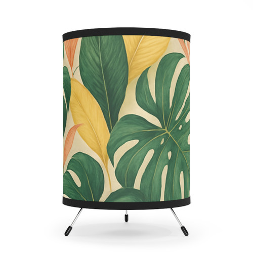 Tropical Leaf Fusion - Tripod Lamp with High-Res Printed Shade, US\CA plug