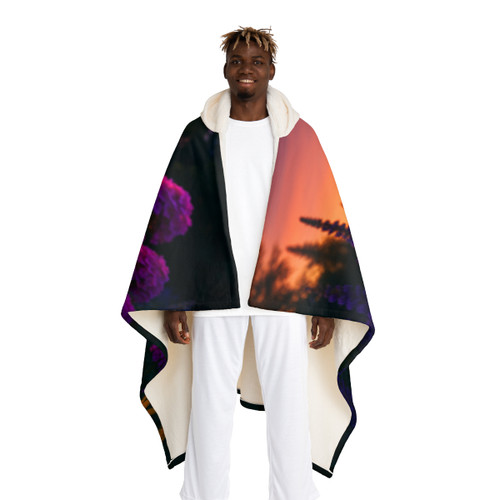 Ethereal Twilight Garden - Hooded Sherpa Fleece Blanket