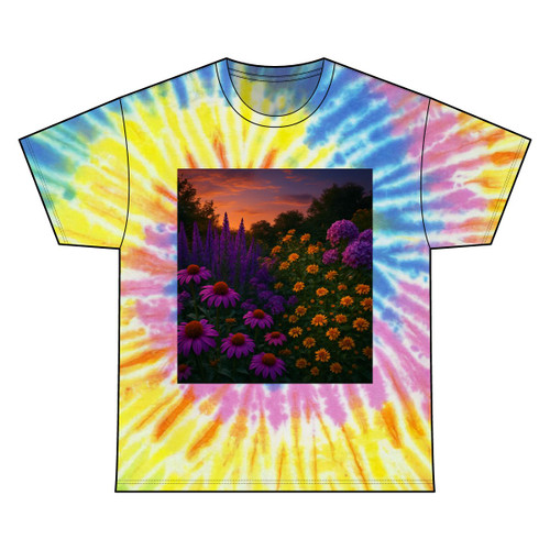 Ethereal Twilight Garden - Unisex Tie Dye Cotton Tee