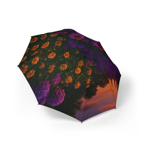 Ethereal Twilight Garden - Semi-Automatic Foldable Umbrella