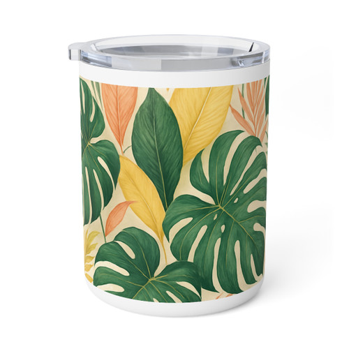 Tropical Leaf Fusion - Insulated Coffee Mug, 10oz 