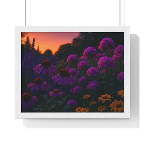 Ethereal Twilight Garden - Horizontal Framed Poster