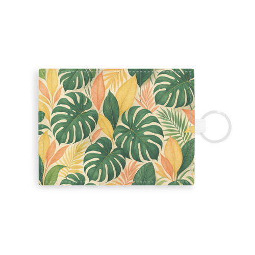 Tropical Leaf Fusion - Saffiano Leather Card Holder