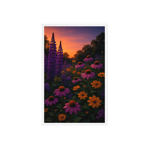 Ethereal Twilight Garden - Acrylic Sign with Wooden Stand