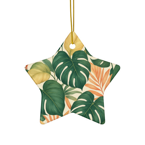 Tropical Leaf Fusion - Ceramic Ornament, 4 Shapes
