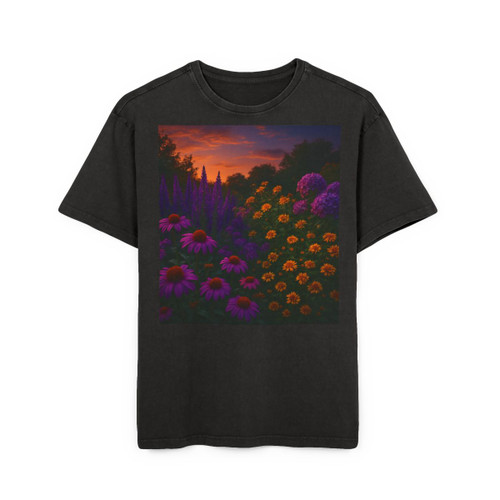 Ethereal Twilight Garden - Men's Acid Washed Heavy Oversize Tee