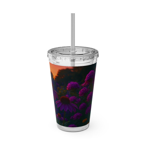 Ethereal Twilight Garden - Sunsplash Tumbler with Straw, 16oz