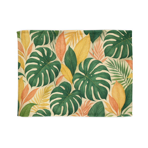 Tropical Leaf Fusion - Soft Polyester Blanket