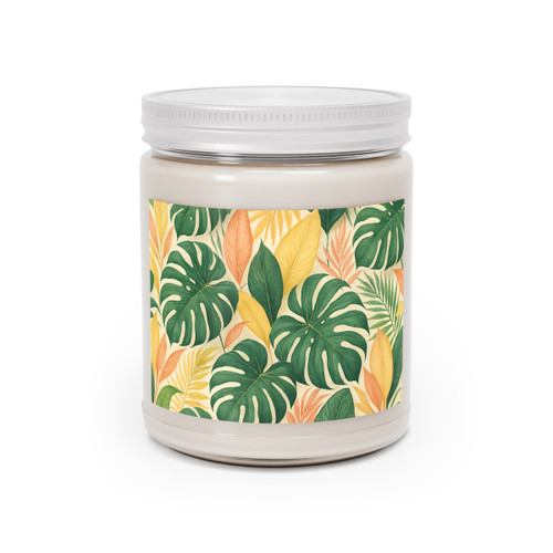 Tropical Leaf Fusion - Scented Soy Candles with White Lid, 9oz