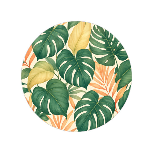 Tropical Leaf Fusion - Transparent Outdoor Stickers, Round, 1pcs