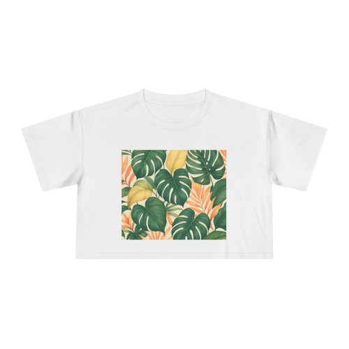 Tropical Leaf Fusion - Women's Crop Tee
