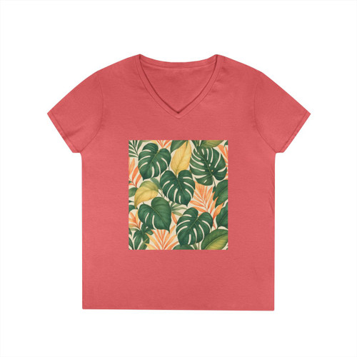 Tropical Leaf Fusion - Ladies' V-Neck T-Shirt