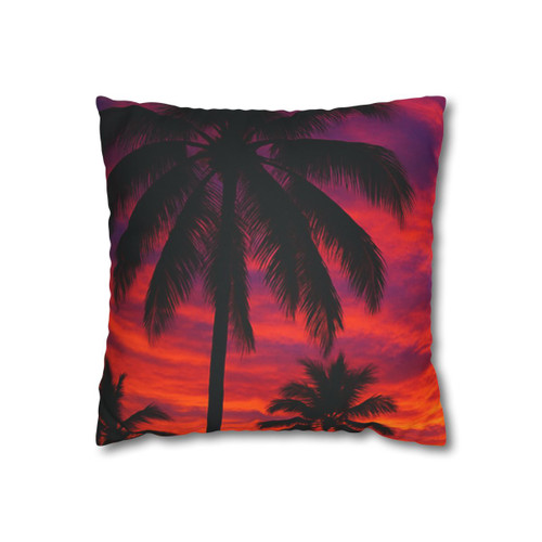 Electric Sunset Vibes - Faux Suede Square Pillowcase