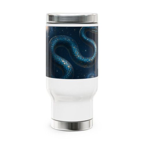 Celestial Serpent Dance - Stainless Steel Travel Mug with Handle, 14oz