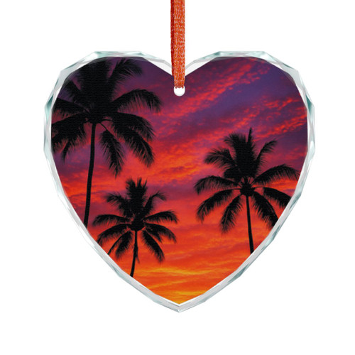 Electric Sunset Vibes - Crystal Glass Ornament