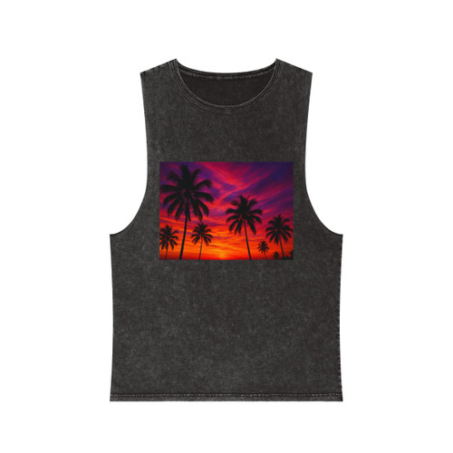 Electric Sunset Vibes - Unisex Stonewash Tank Top