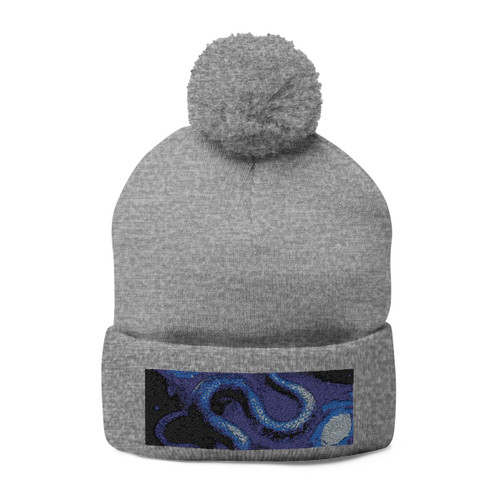 Celestial Serpent Dance - Pom-Pom Knit Cap (Embroidery)