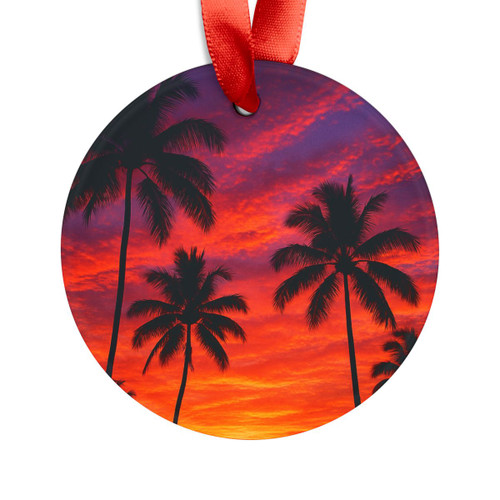 Electric Sunset Vibes - Acrylic Ornament with Ribbon