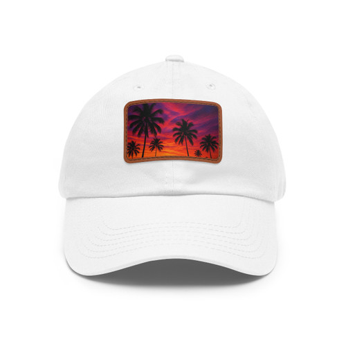 Electric Sunset Vibes - Dad Hat with Leather Patch (Rectangle)