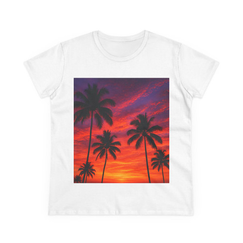 Electric Sunset Vibes - Women's Midweight Cotton Tee