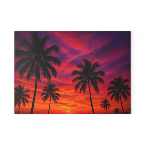 Electric Sunset Vibes - Glass Cutting Board