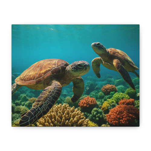Dancing Sea Turtles - Matte Canvas, Stretched, 1.25"