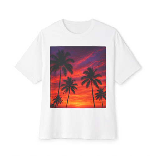 Electric Sunset Vibes - Unisex Oversized Boxy Tee