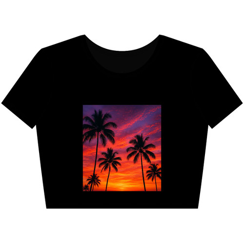 Electric Sunset Vibes - Women’s Poly-Cotton Crop Tee