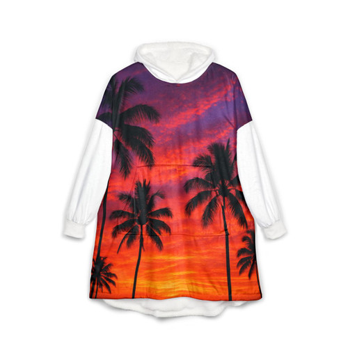 Electric Sunset Vibes - Unisex Hooded Blanket