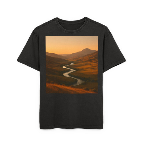 Golden Hour Valley - Men's Acid Washed Heavy Oversize Tee