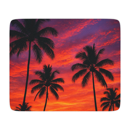 Electric Sunset Vibes - Tan Sherpa Blanket