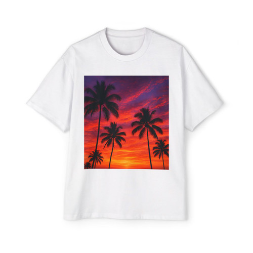 Electric Sunset Vibes - Men's Heavy Oversized Tee