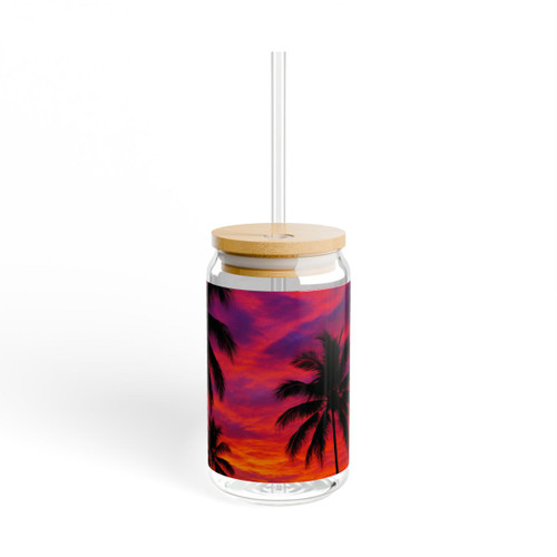 Electric Sunset Vibes - Sipper Glass, 16oz
