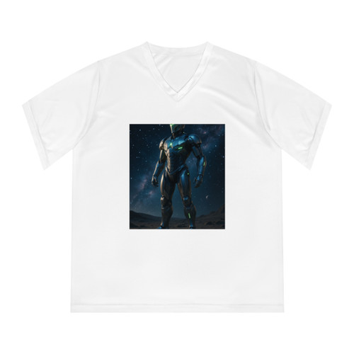 Galactic Guardian Bot - Women's Performance V-Neck T-Shirt