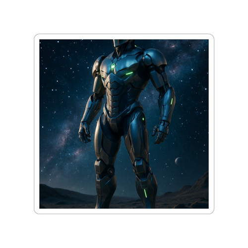 Galactic Guardian Bot - Transparent Outdoor Stickers, Die-Cut, 1pc