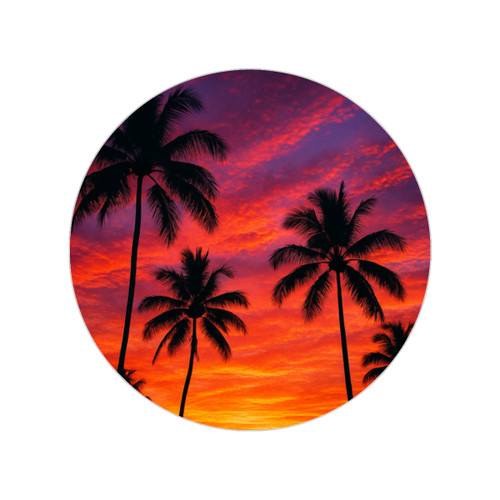 Electric Sunset Vibes - Transparent Outdoor Stickers, Round, 1pcs