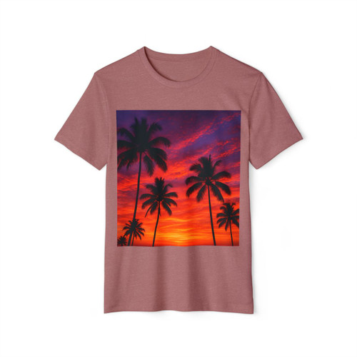 Electric Sunset Vibes - Unisex Recycled Organic T-Shirt