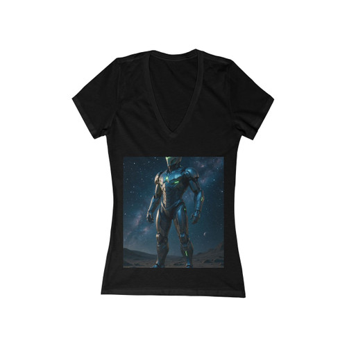 Galactic Guardian Bot - Women's Jersey Short Sleeve Deep V-Neck Tee