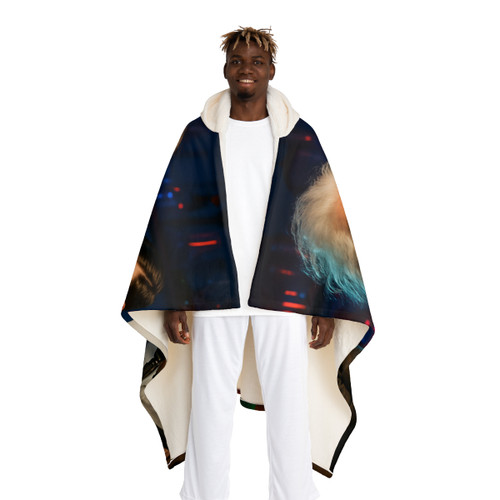 Curiosity in Motion - Hooded Sherpa Fleece Blanket