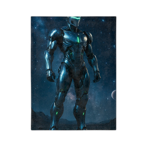 Galactic Guardian Bot - Velveteen Microfiber Blanket