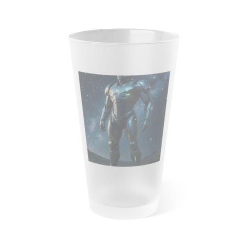 Galactic Guardian Bot - Frosted Pint Glass, 16oz