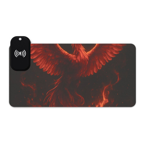 Eternal Flame Ascent - LED Gaming Mouse Pad, Wireless Charging