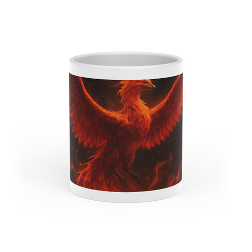 Eternal Flame Ascent - Heart-Shaped Mug